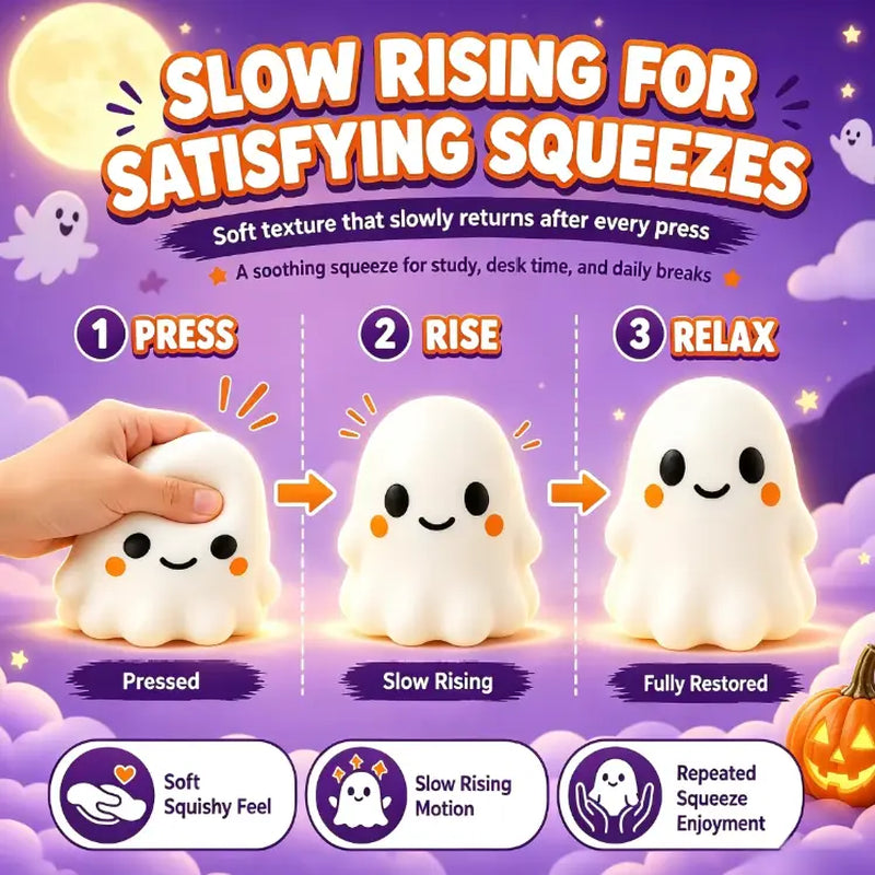 Ghost Stress-Relief Squishy Toy - Slow Rebound Sensory Fidget, Soft and Whimsical Halloween Party Favor for Kids