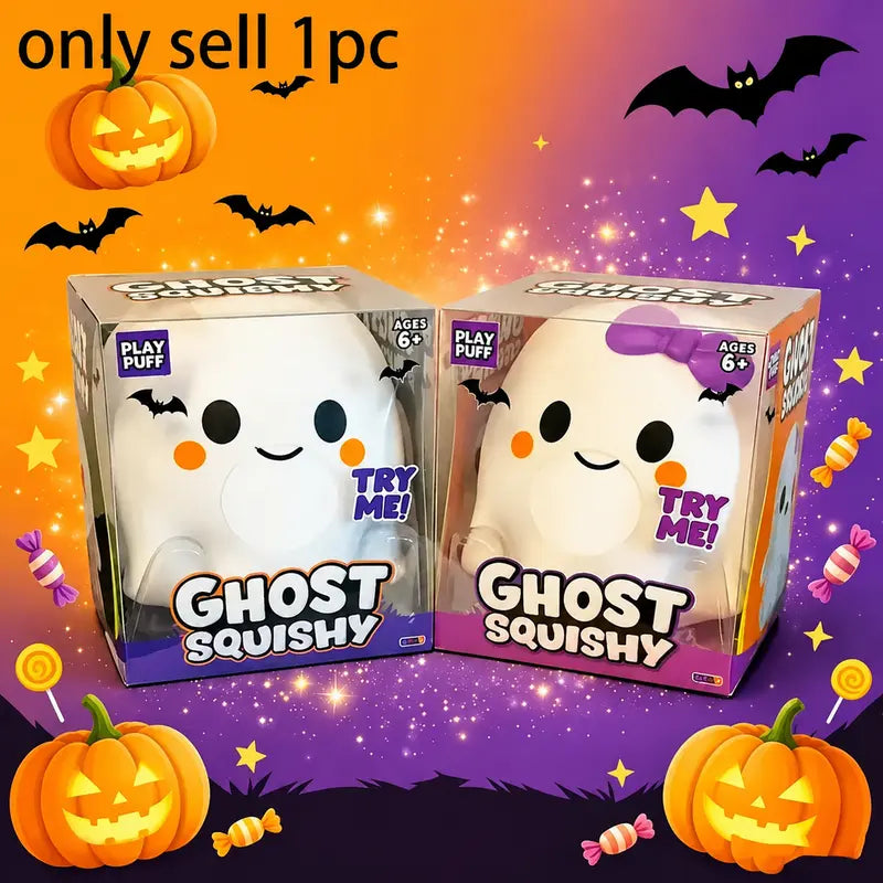 Ghost Stress-Relief Squishy Toy - Slow Rebound Sensory Fidget, Soft and Whimsical Halloween Party Favor for Kids