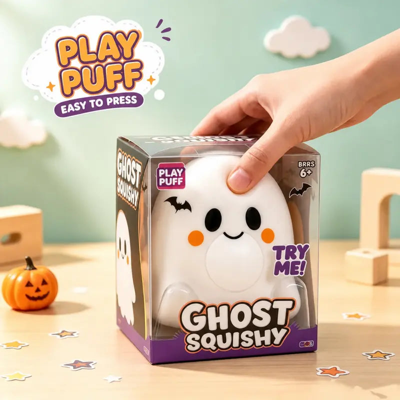 Ghost Stress-Relief Squishy Toy - Slow Rebound Sensory Fidget, Soft and Whimsical Halloween Party Favor for Kids